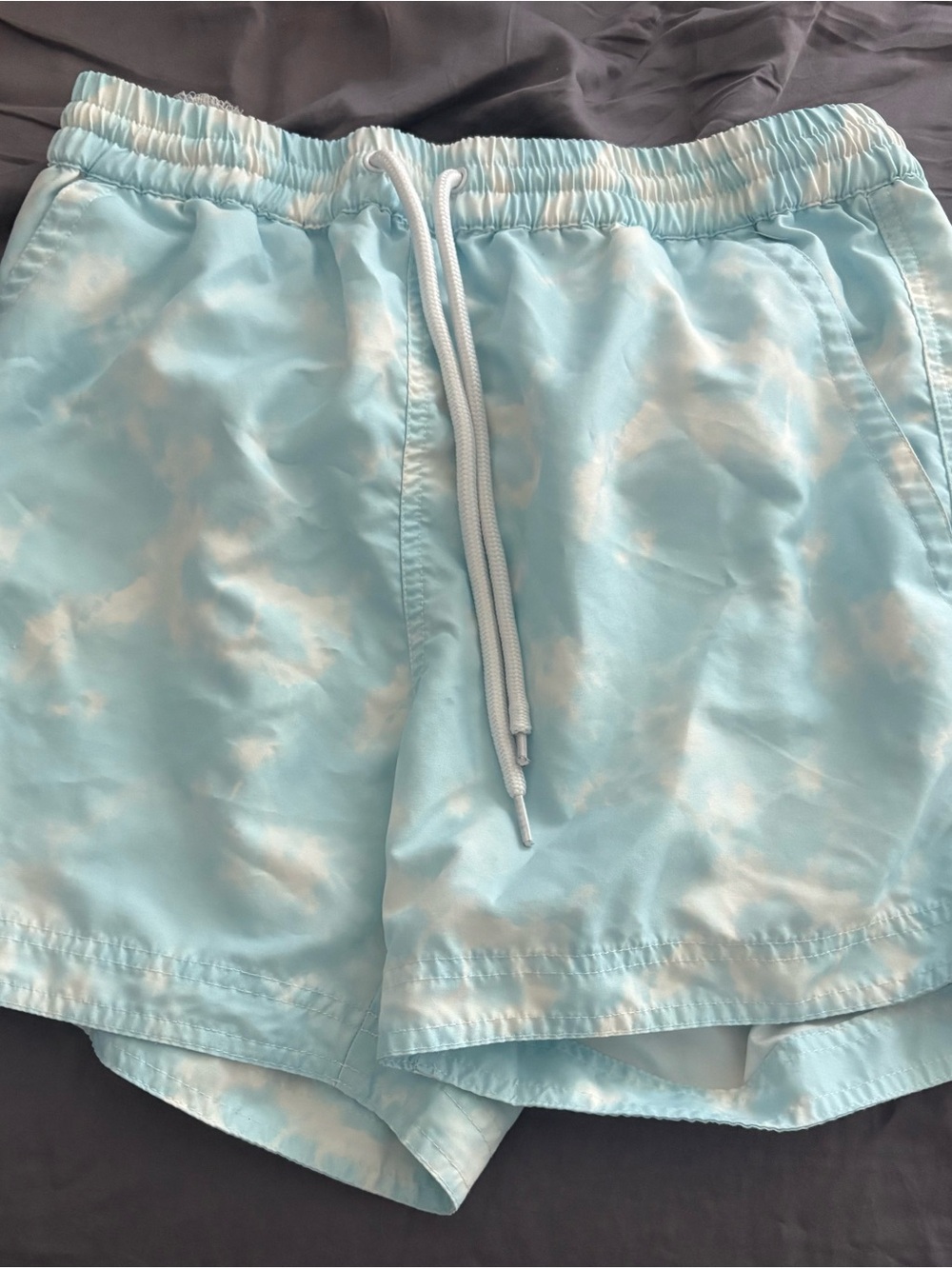 Men’s PacSun SouthBeach Light Blue Tie-Dye Drawstring Swim Shorts Size Small